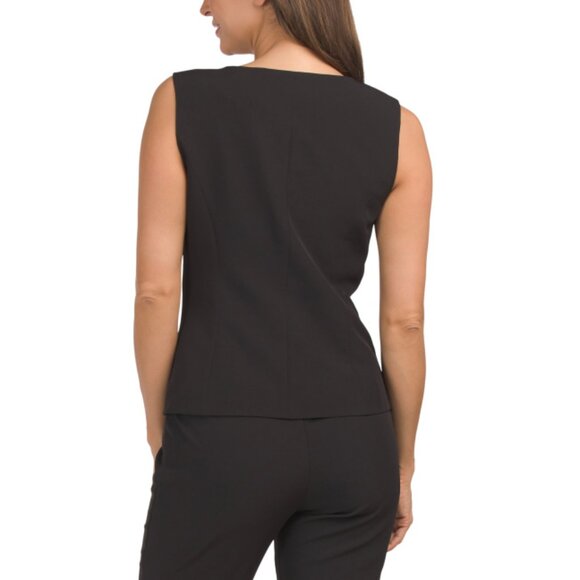 GEMMA+ JANE Black Scoop Neck Vest With Gold Tone Buttons - Picture 2 of 2